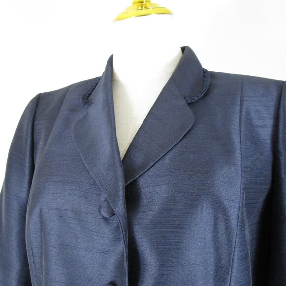 Le Suit Womens Petite Navy Blue Skirt Suit Size 10P Formal Business Career - Picture 4 of 9